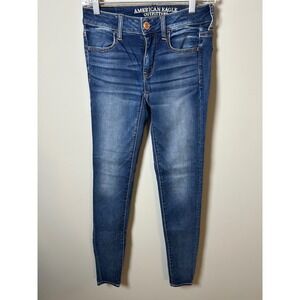 American Eagle Outfitters Jeggings Dark Wash Skinny Jeans Size 2 X-Long